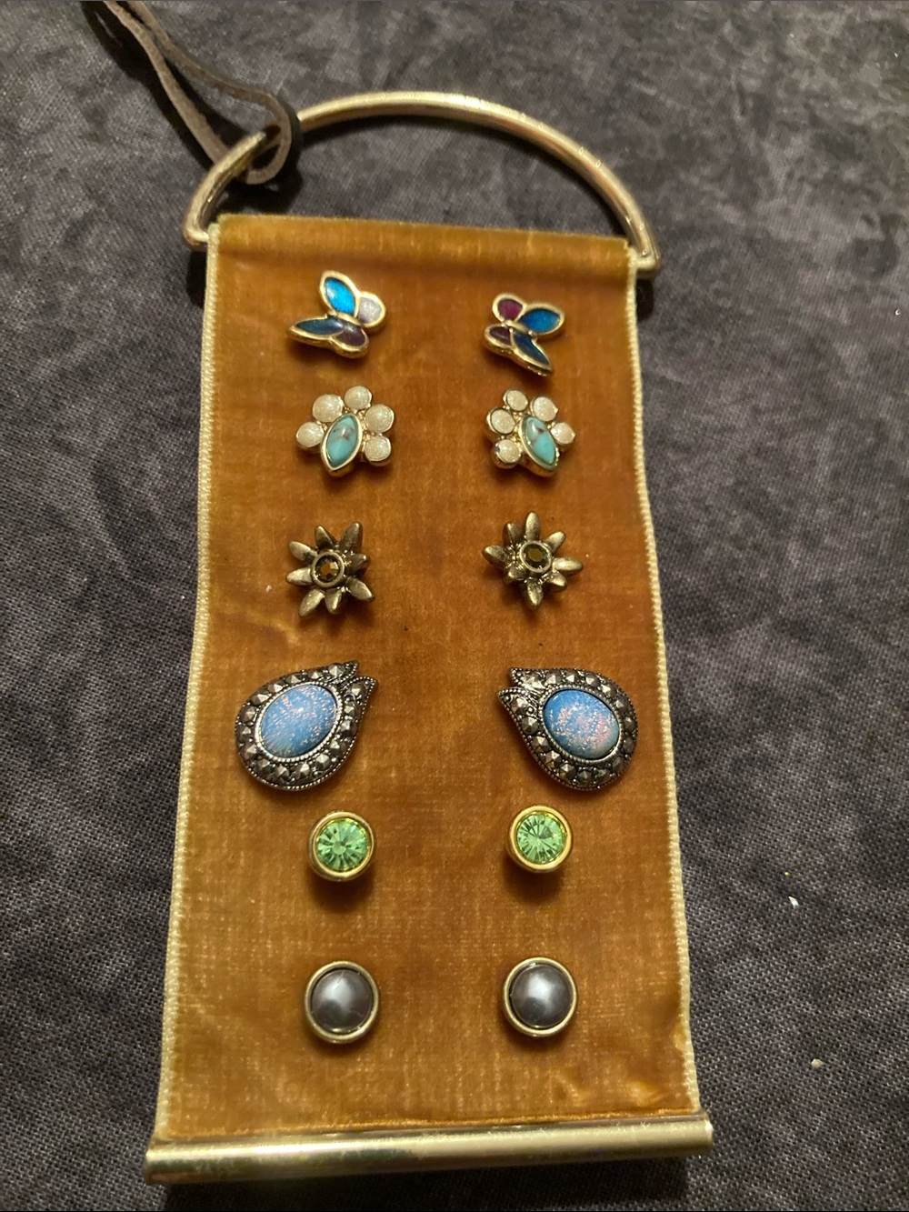 Assorted Fashion Earrings on Soft Velvet Holder